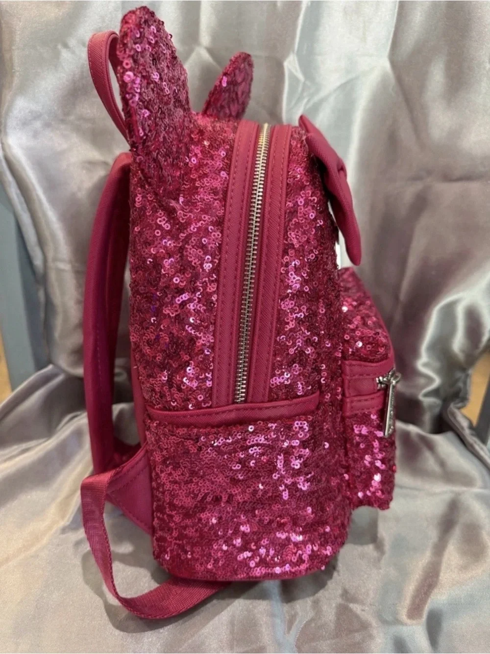 Loungefly x Disney Parks Pink Sequin Minnie Ear Mini Backpack